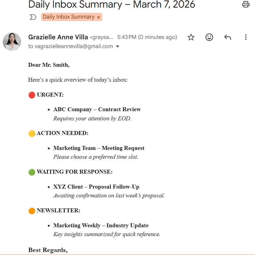 Daily Inbox Summary